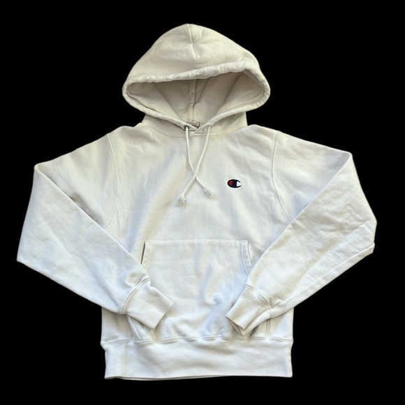 Champion Reverse Weave Unisex White Hoodie Sweatshirt Cotton Blend Ribbing XS - Picture 1 of 12